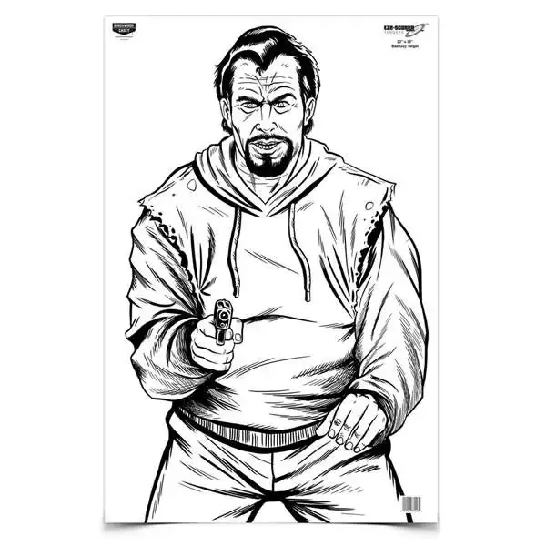 Birchwood Casey 37019 EZE-Scorer Bad Guy Bad Guy Silhouette Paper Target 23" x 35" 5 Per Pack