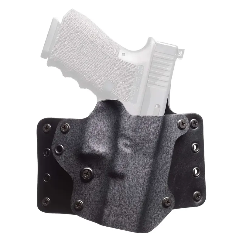 BlackPoint 100079 Leather Wing Black Kydex Holster w/Leather Wings OWB fits Glock 19, 23 Right Hand