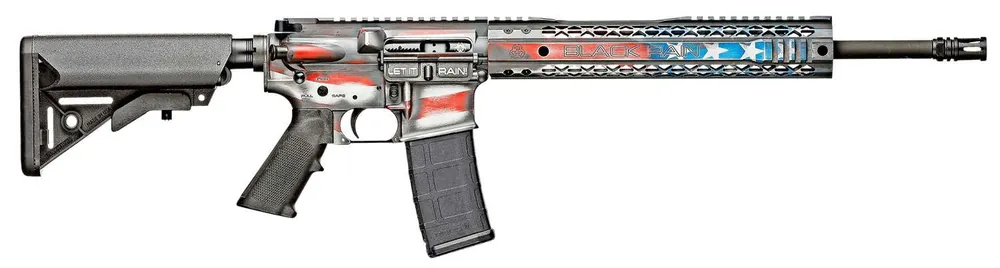 Black Rain BROPATRIOTAMERICA Patriot 5.56x45mm NATO 16" 30+1 Black Nitride American Flag Cerakote Enhanced G.I. Sopmod Stock