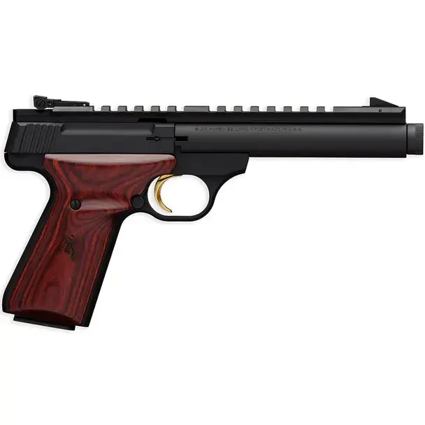 Browning 051527490 Buck Mark Field Target 22 LR 5.50" 10+1 Black Aluminum Alloy Laminate Cocobolo