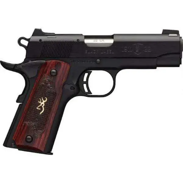 Browning 051852490 1911-22 Black Label Medallion 22 LR 3.63" 10+1 Black Black Stainless Steel Rosewood Grip