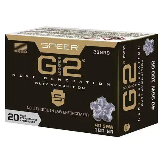 Speer Ammo 23999 Gold Dot G2 40 S&W 180 gr G2 20 Round Box