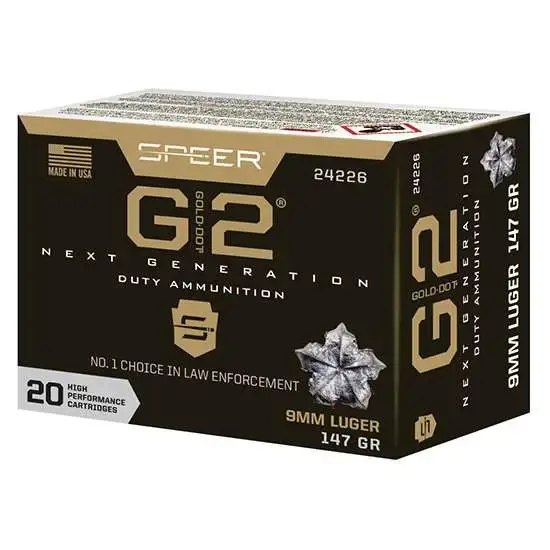 Speer Ammo 24226 Gold Dot G2 9mm Luger 147 gr G2 20 Round Box