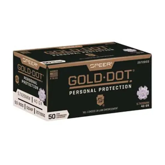 Speer Ammo 25728GD Gold Dot 5.7x28mm 40 gr Hollow Point (HP) 50 Round Box