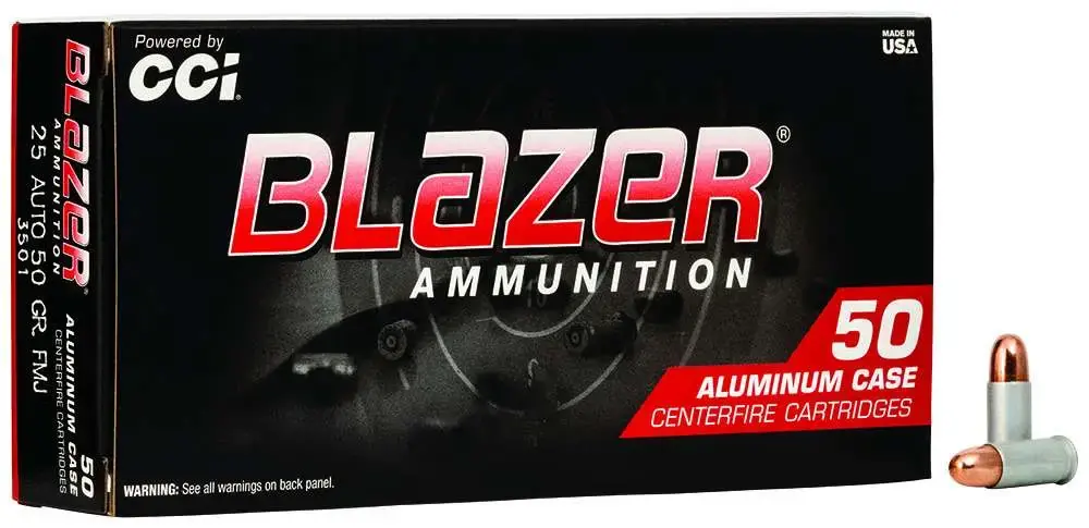 CCI 3501 Blazer 25 ACP 50 gr Total Metal Jacket (TMJ) 50 Round Box