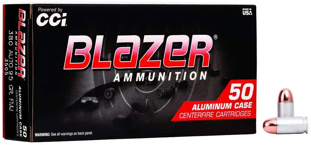 CCI 3505 Blazer 380 ACP 95 gr Total Metal Jacket (TMJ) 50 Round Box