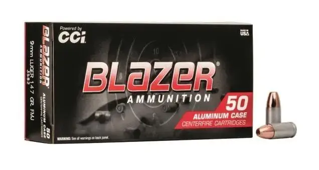 CCI 3582 Blazer 9mm Luger 147 gr Total Metal Jacket (TMJ) 50 Round Box