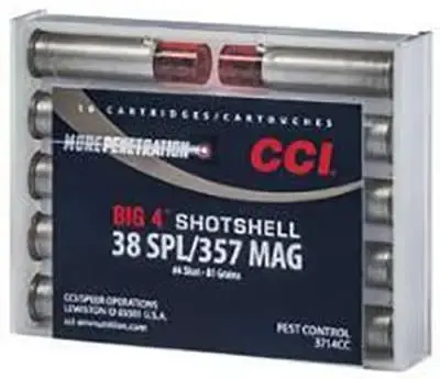 CCI 3714CC Big 4 Shotshell 38 Special,357 Mag 84 gr Shotshell #4 Shot 10 Round Box