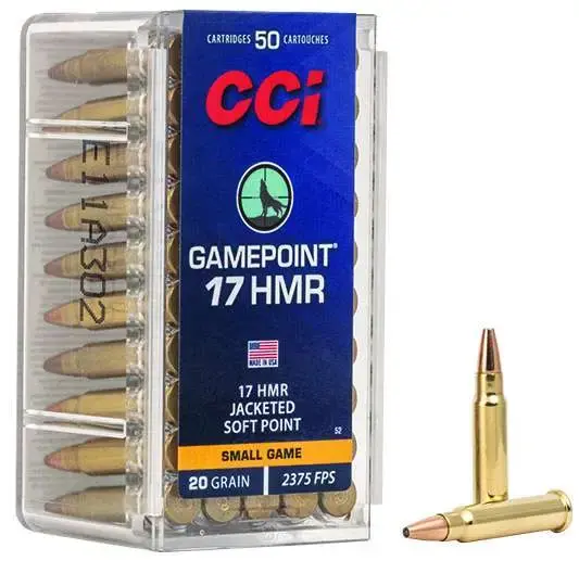 CCI 0052 GamePoint 17 HMR 20 gr Jacketed Soft Point (JSP) 50 Round Box