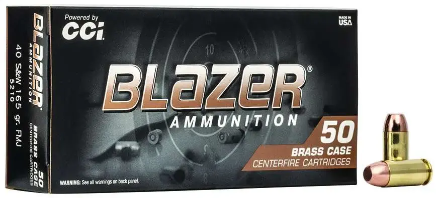 CCI 5210 Blazer Brass 40 S&W 165 gr Full Metal Jacket (FMJ) 50 Bx/ 20 Cs