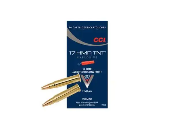 CCI 0053 Varmint TNT 17 HMR 17 gr Jacketed Hollow Point (JHP) 50 Round Box