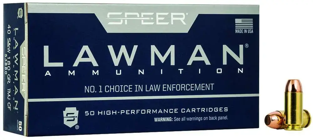 Speer Ammo 53880 Lawman Clean Fire 40 S&W 180 gr Total Metal Jacket (TMJ) 50 Round Box