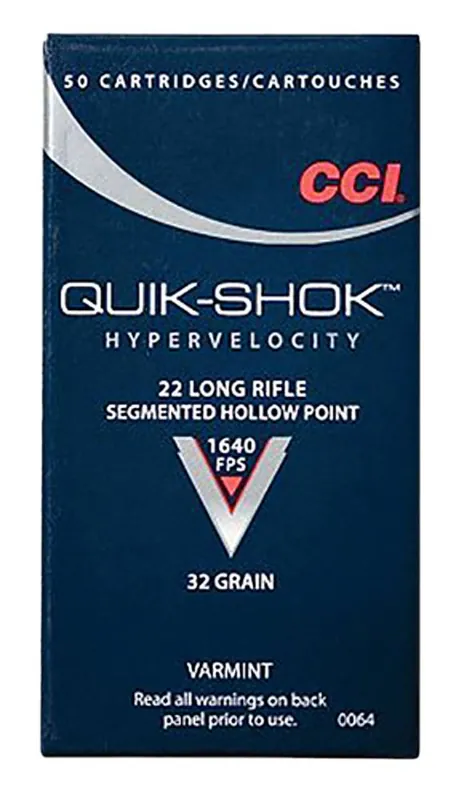 CCI 0064 Varmint Segmented 22 LR 32 gr Copper Plated Hollow Point (CPHP) 50 Round Box