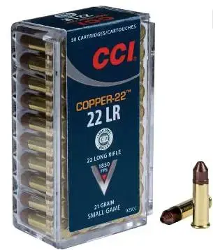CCI 925CC Copper-22 22 LR 21 gr Copper Hollow Point 50 Round Box
