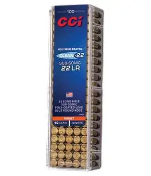 CCI 934CC Clean-22 Subsonic 22 LR 40 gr Lead Round Nose Poly-Coated 100 Round Box