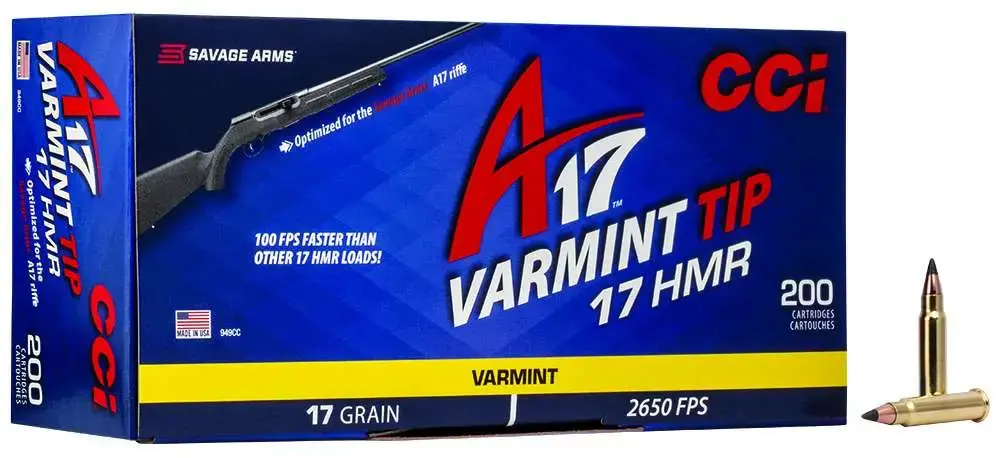 CCI 949CC Varmint A17 17 HMR 17 gr Varmint Tipped 200 Round Box