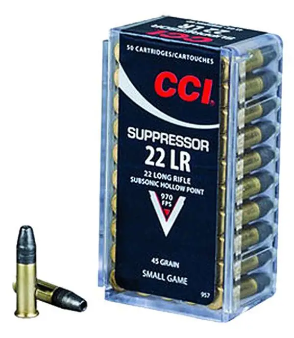 CCI 957 Suppressor 22 LR 45 gr Lead Hollow Point (LHP) 50 Round Box