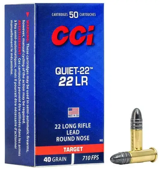 CCI Quiet-22 .22LR, LRN, 40 Grain, 50 rnds/box