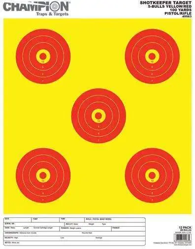CHAMP SHOTKEEPER 5 BULLS YELLOW LARGE 12PK (12)