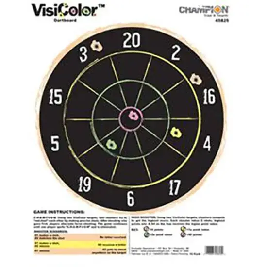 Champion Targets 45825 VisiColor Dart Board Hanging Paper Target 11" x 14"