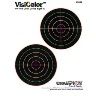 Champion Targets 45826 VisiColor Double Bullseye Bullseye Hanging Paper Target 8.50" x 11" 10 Per Pack