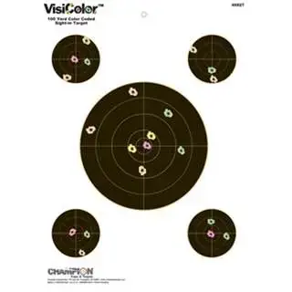 Champion Targets 45827 VisiColor Sight-In 5-Bullseye Hanging Paper Target 13" x 18" 10 Per Pack
