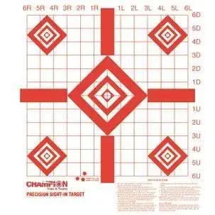 Champion Targets 47388 Redfield Precision Sight-In Target 5-Diamond Hanging Paper Target 16" x 16" 10 Per Pack