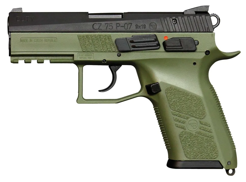 CZ 01077 P-07 9mm Luger 3.75" 10+1 OD Green Black Interchangeable Backstrap Grip