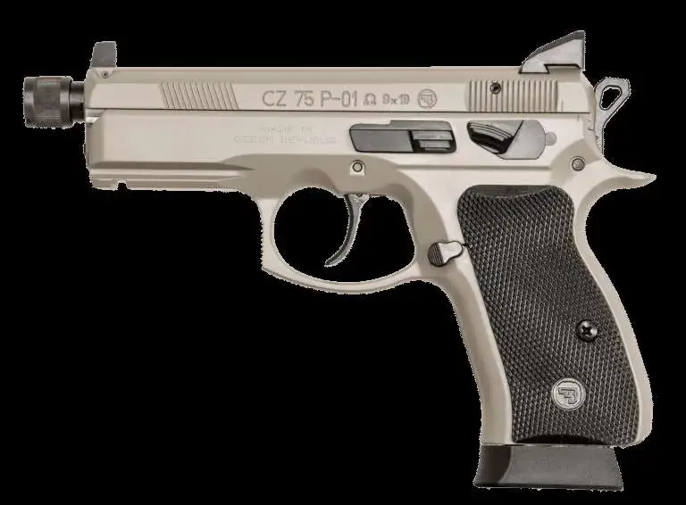 CZ 91299 P-01 Omega 9mm Luger 4.40" 16+1 Gray Anodized Black Rubber Grip Suppressor Ready