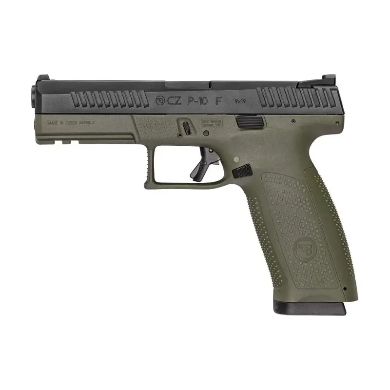 CZ 91545 P-10 Full Size 9mm Luger 4.50" 19+1 Black Nitride Slide OD Green Polymer Grip Night Sights