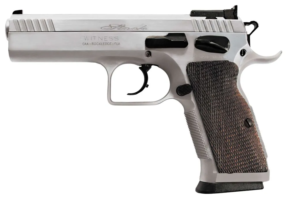 EAA 600615 Witness Elite Stock 2 10mm Auto 4.50" 14+1 Chrome Walnut Grip