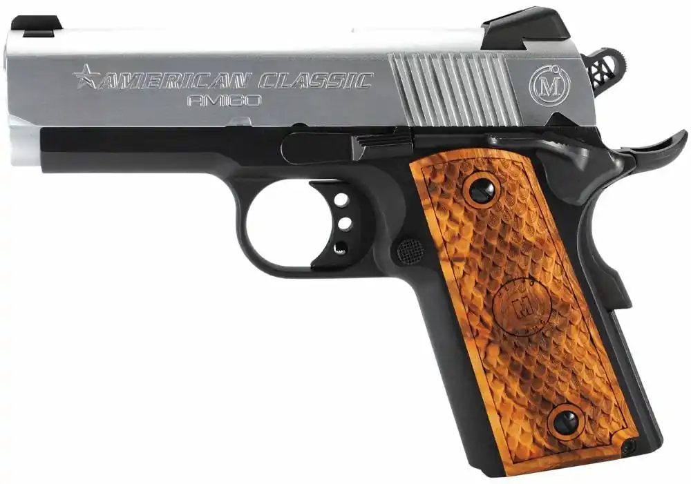 American Classic ACA45DT 1911 Amigo 45 ACP 3.50" 7+1 Blued Hard Chrome Slide Hardwood Grip