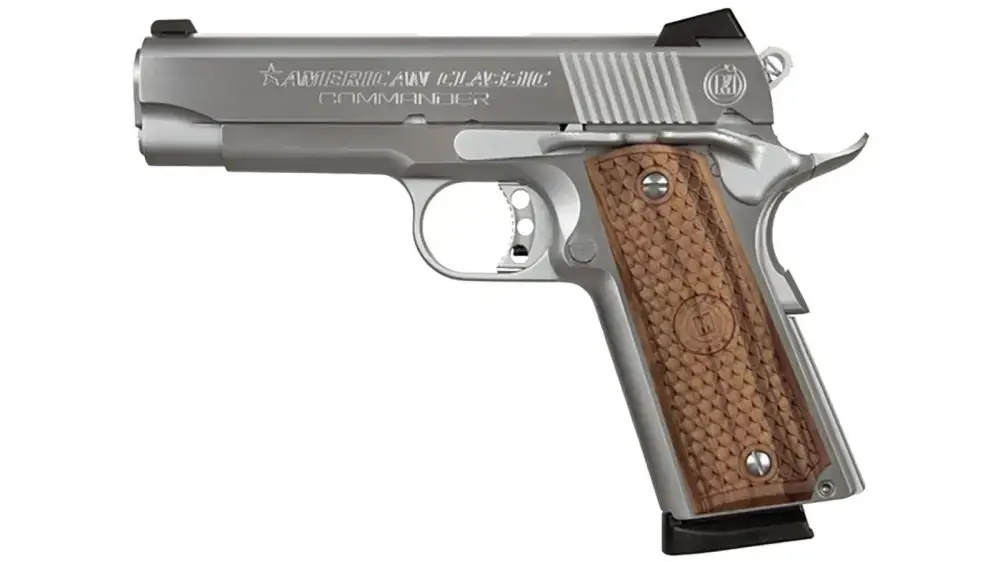 American Classic ACC9C 1911 Classic Commander SA 9mm Luger 4.25" 9+1 Hardwood w/MAC Logo Grip Hard Chrome