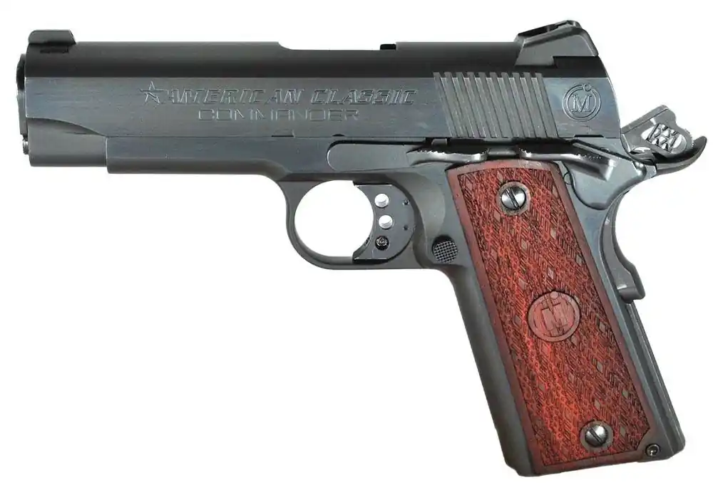 American Classic ACCC45B 1911 Compact Commander 45 ACP 4.30" 7+1 Blued Hardwood Grip