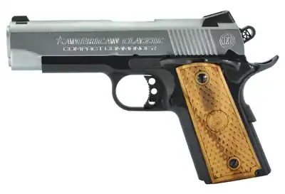 American Classic ACCC45DT 1911 Compact Commander 45 ACP 4.30" 7+1 Blued Hard Chrome Slide Hardwood Grip
