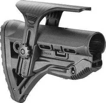 FAB Defense FXGLSHOCKCP GL-Shock CP Buttstock with Adjustable Cheekrest & Anti-Rattle Mechanism Matte Black Synthetic for M4/M16