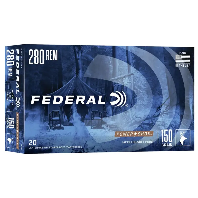 Federal 280B Power-Shok 280 Rem 150 gr Jacketed Soft Point (JSP) 20 Round Box