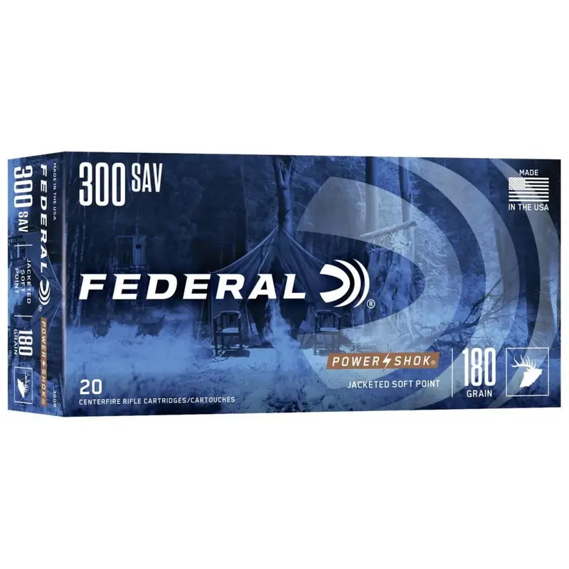 Federal 300B Power-Shok 300 Savage 180 gr Jacketed Soft Point (JSP) 20 Round Box