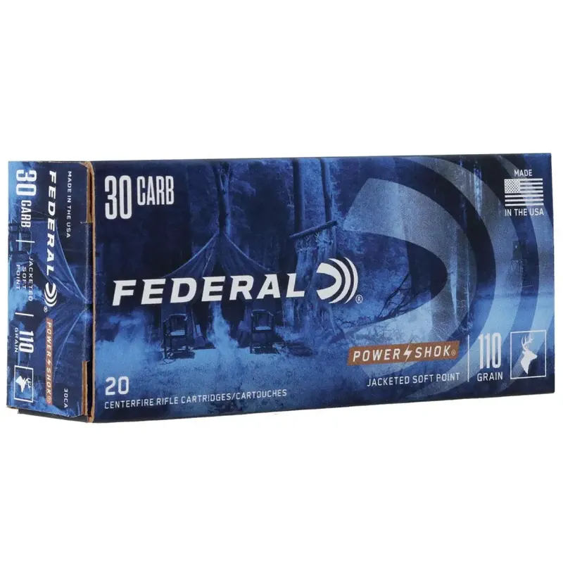 Federal 30CA Power-Shok 30 Carbine 110 gr Jacketed Soft Point (JSP) 20 Round Box