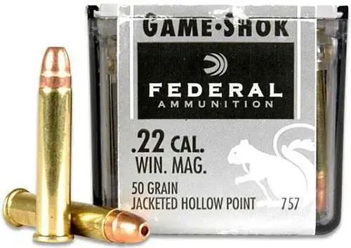 Federal 757 Game-Shok 22 Mag 50 gr Jacketed Hollow Point (JHP) 50 Round Box