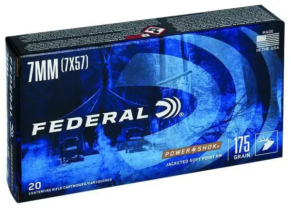 Federal 7A Power-Shok 7mm Mauser 175 gr Jacketed Soft Point (JSP) 20 Round Box