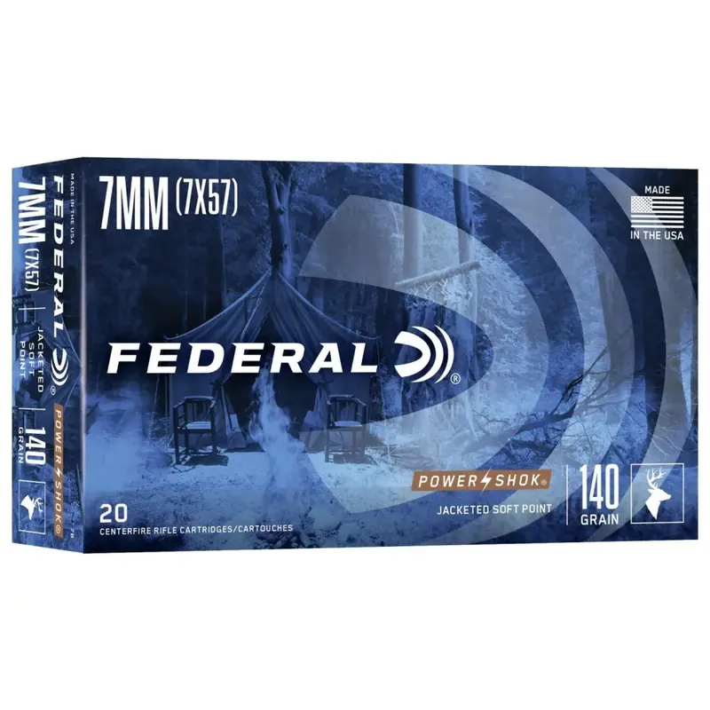 Federal 7B Power-Shok 7mm Mauser 140 gr Jacketed Soft Point (JSP) 20 Round Box