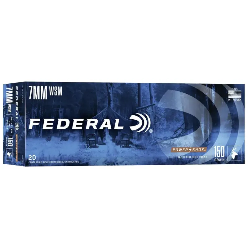 Federal 7WSME Power-Shok 7mm WSM 150 gr Jacketed Soft Point (JSP) 20 Round Box