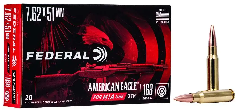 Federal A76251M1A American Eagle 7.62x51mm NATO 168 gr Open Tip Match (OTM) 20 Round Box