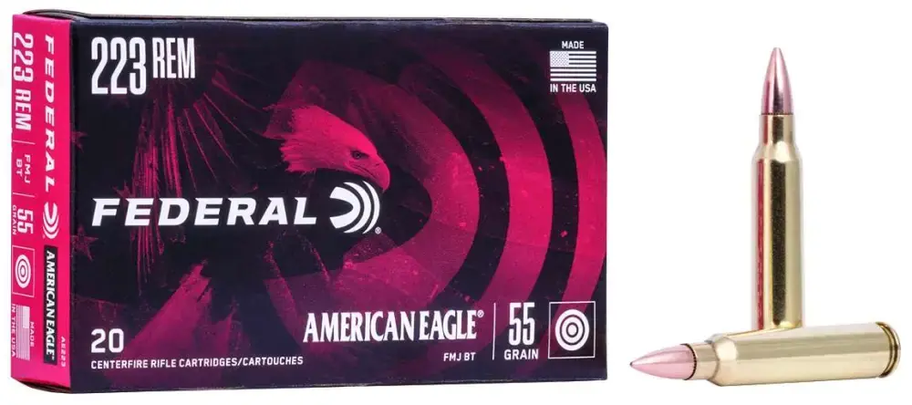 Federal AE223 American Eagle 223 Rem 55 gr Full Metal Jacket Boat Tail (FMJBT) 20 Bx/ 25 Cs