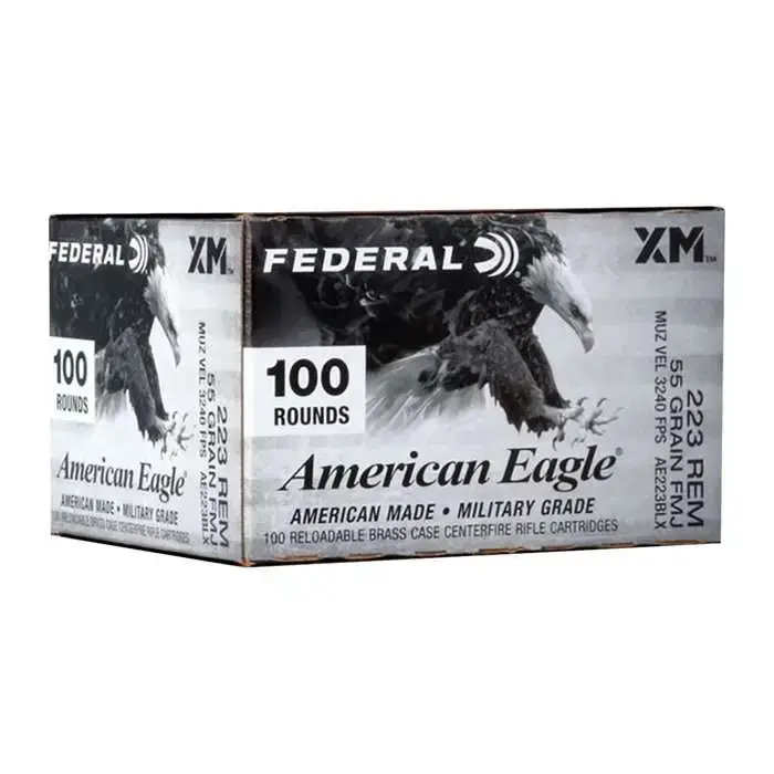 Federal AE223BLX American Eagle 223 Rem 55 gr Full Metal Jacket Boat Tail (FMJBT) 100 Round Box