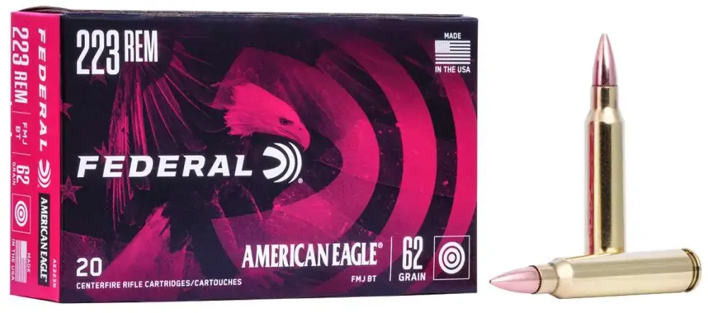 Federal AE223N American Eagle 223 Rem 62 gr Full Metal Jacket Boat Tail (FMJBT) 20 Round Box