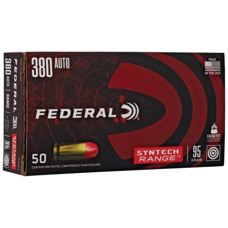 Federal AE380SJ1 American Eagle Syntech Range 380 ACP 95 gr 50 Round Box
