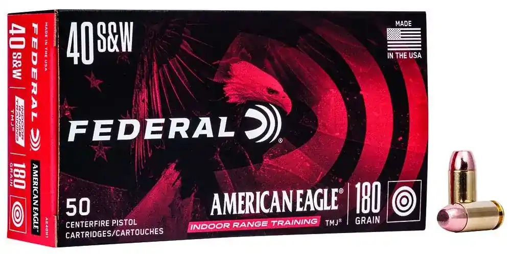 Federal AE40N1 American Eagle Indoor Range Training (IRT) 40 S&W 180 gr Total Metal Jacket (TMJ) 50 Round Box