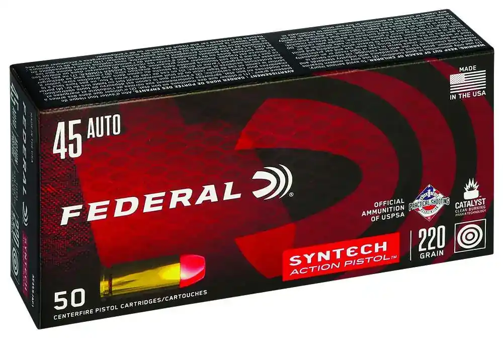 Federal AE45SJAP1 American Eagle 45 ACP 220 gr Total Syntech Jacket Flat Nose (TSJFN) 50 Round Box